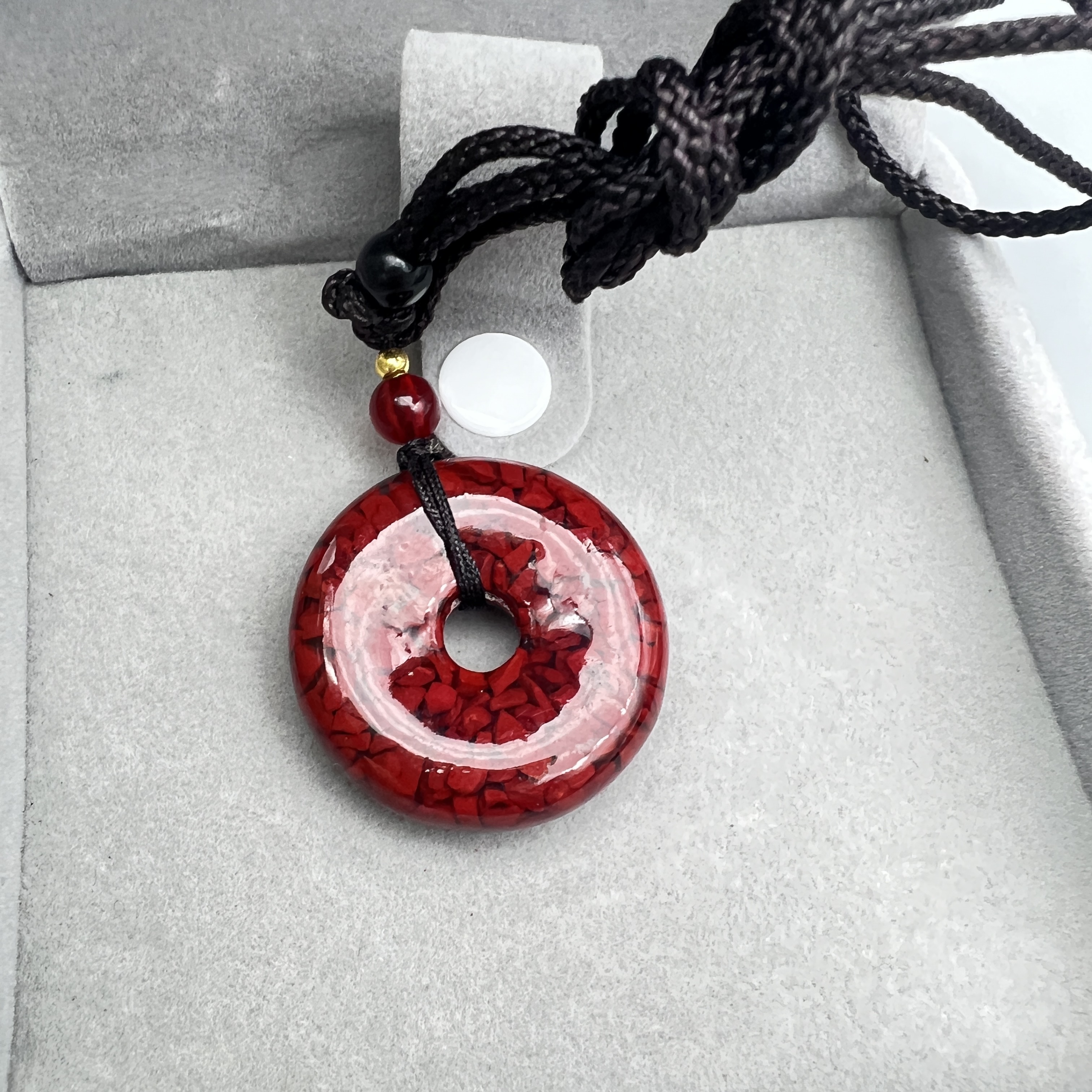 含辰砂工艺品JT151-晶体砂雕刻大号平安扣吊坠直径29mm