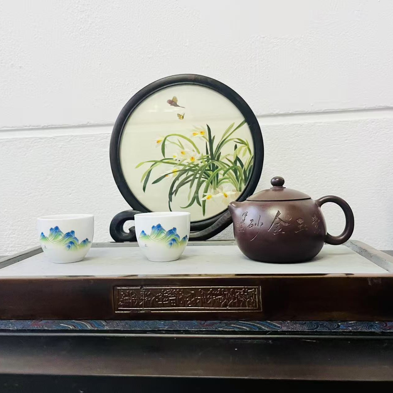 【苏州金砖】御窑金砖古法工艺39×19大漆精品茶盘底座、非遗技艺送礼