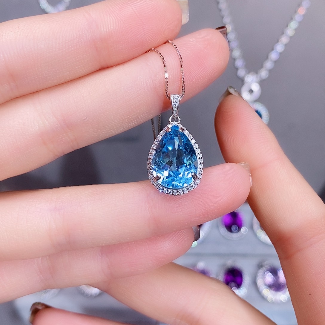 托帕石颈饰银S925镶嵌1212