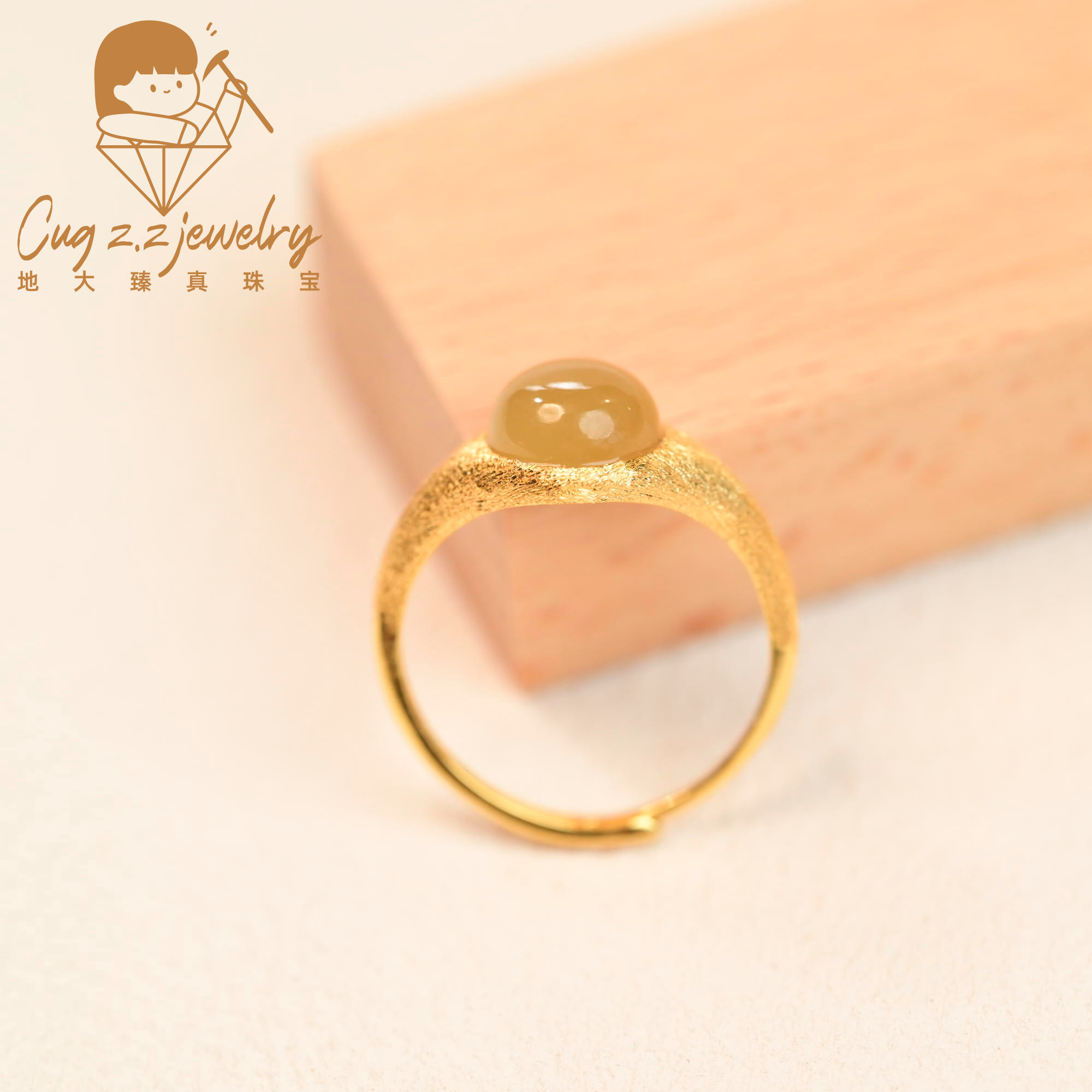 天然和田玉糖玉拉丝复古美拉德戒指925银