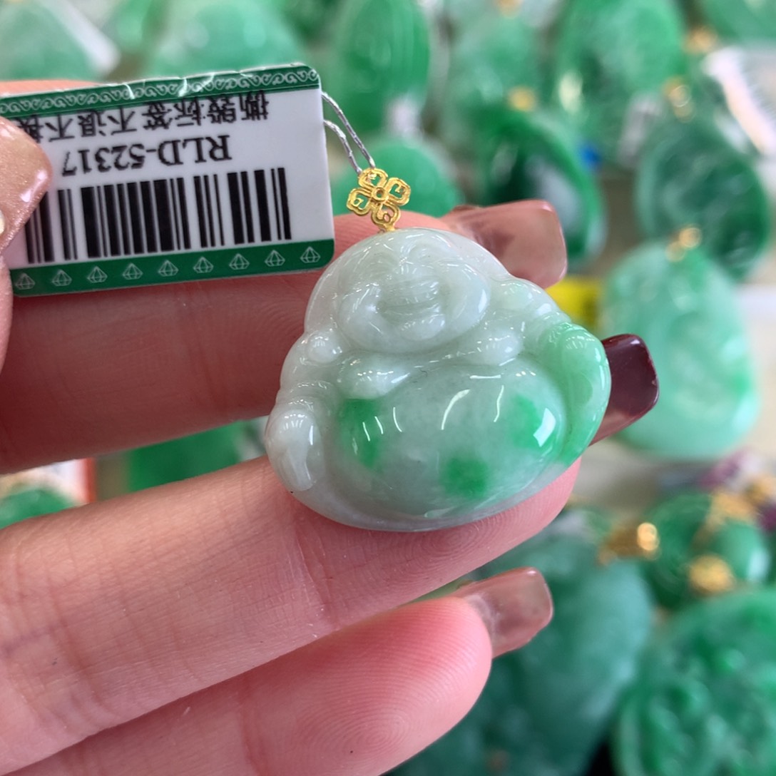 翡翠吊坠(不含链)18K金镶嵌