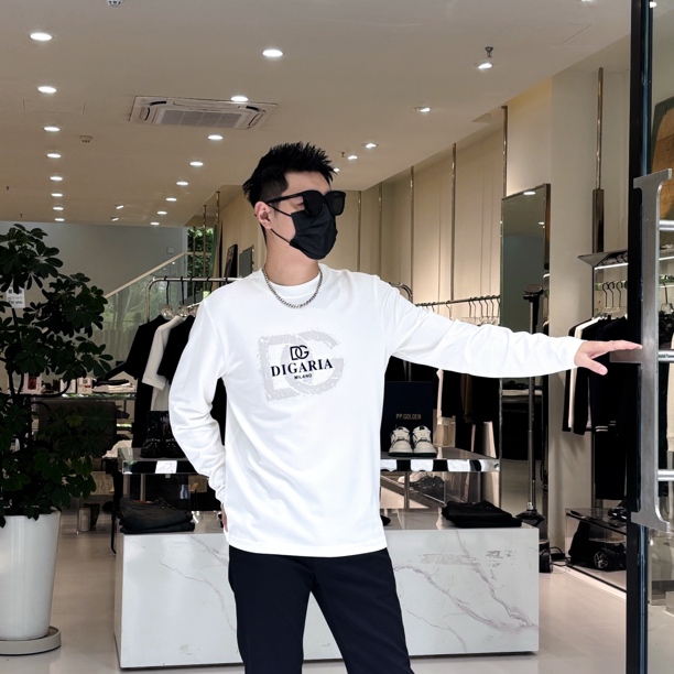 DG迪噶雅秋季男士新款长袖T恤打底长绒棉莫代尔秋季必备长袖T恤