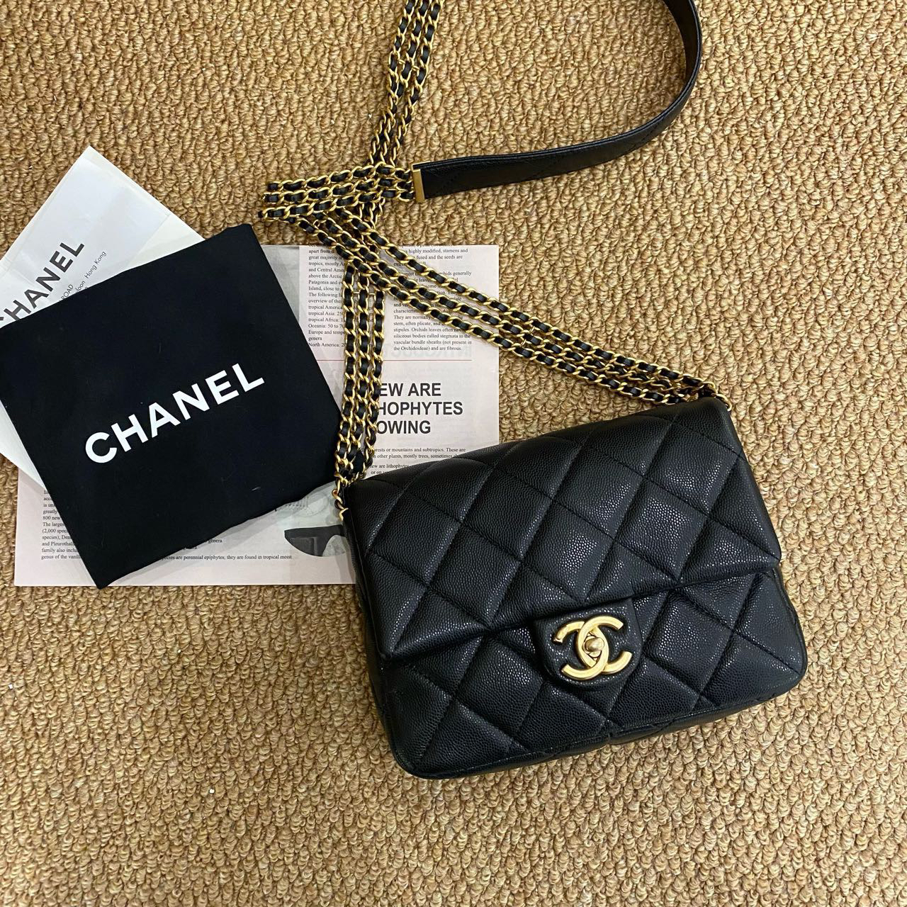 99新 Chanel/香奈儿 24C黑金牛方胖子双链条包