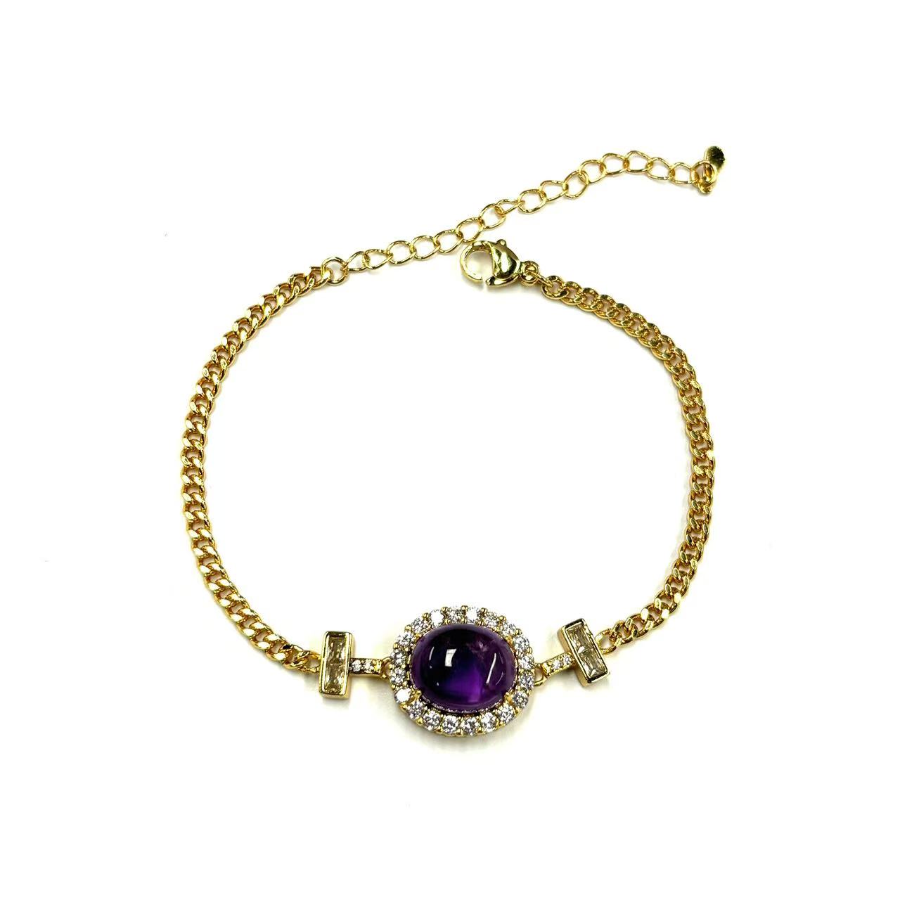 s817-轻奢设计款23紫水晶蛋面手链-赠礼盒