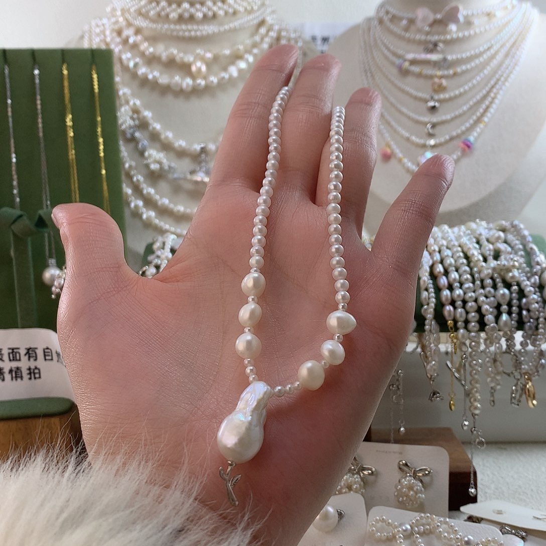 糖***果颈饰银S925镶嵌淡水珍珠