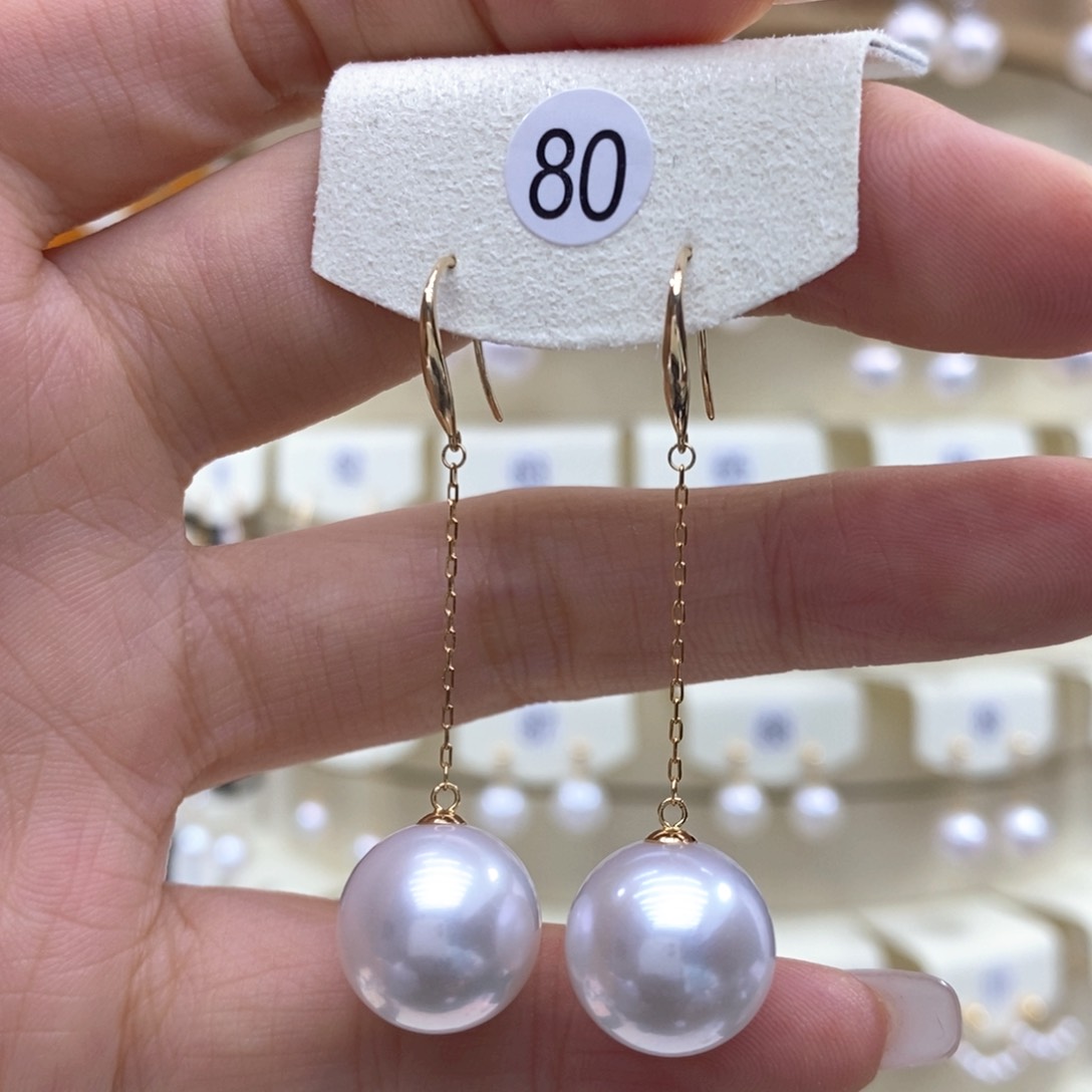 淡水珍珠耳饰18K金镶嵌