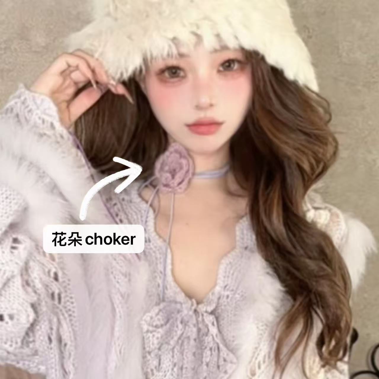 {围脖小花花}紫色围脖小花