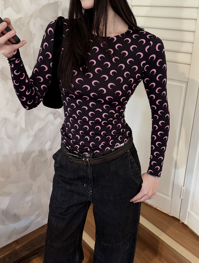 GXW2025SS 月亮印花打底长袖皮肤衣