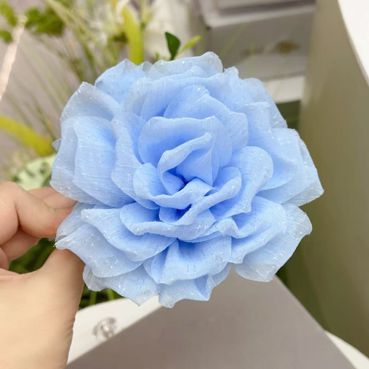 韩系新款时尚百搭蓝色单花十一公分抓夹2186