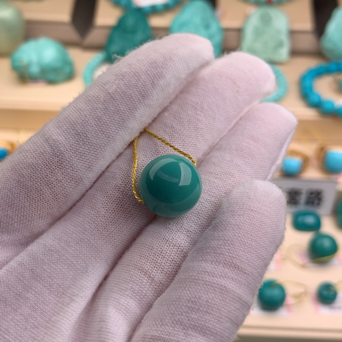 绿松石珠宝奇石未镶嵌13.9mm