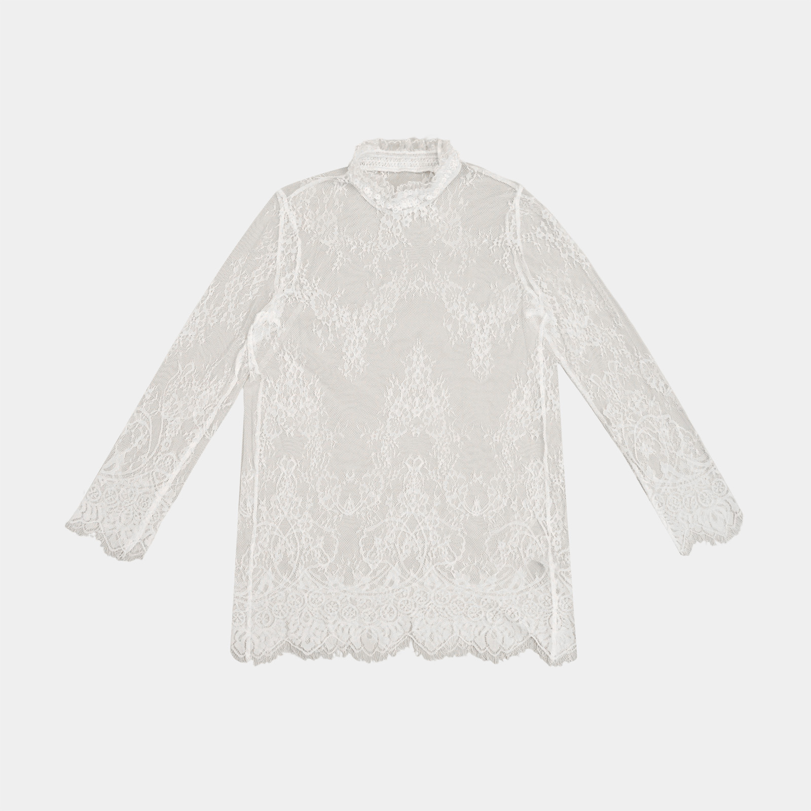 【上新】GGAHOLIDAY 时尚休闲复古宽松薄款长袖蕾丝打底衫-152513