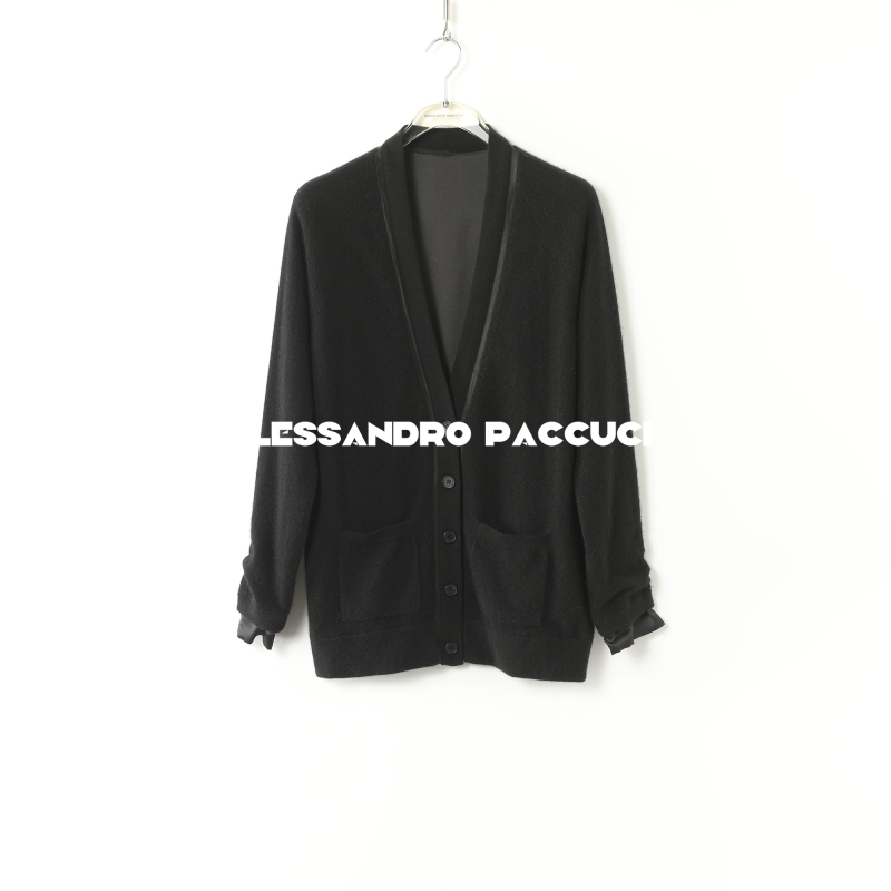 AP洛哥44198SK【寻觅】羊绒桑蚕丝内里V领复古单排扣针织开衫2024冬