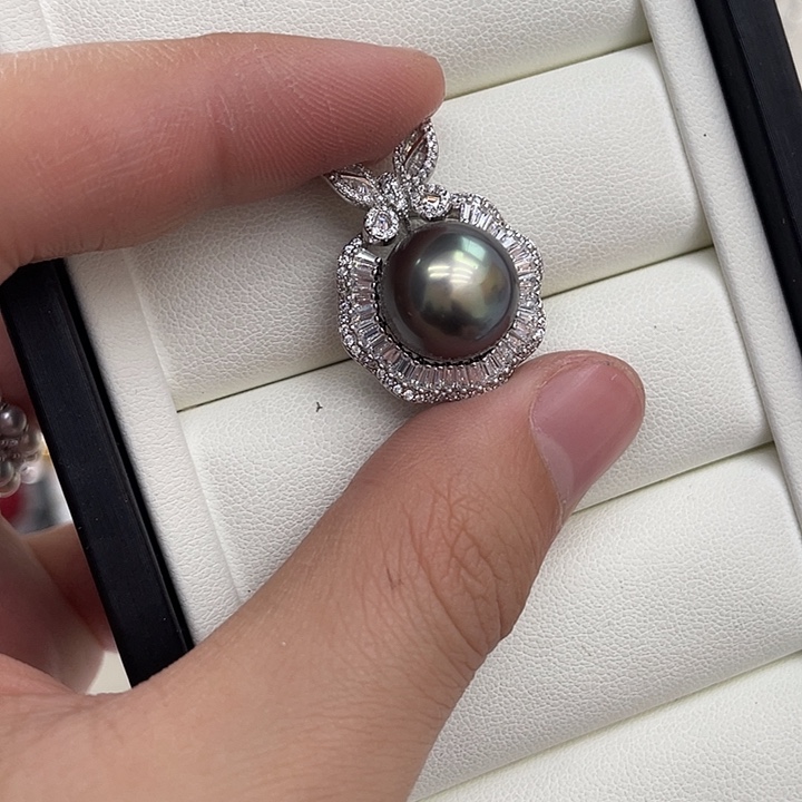 吊坠(不含链)银S925镶嵌海水珍珠