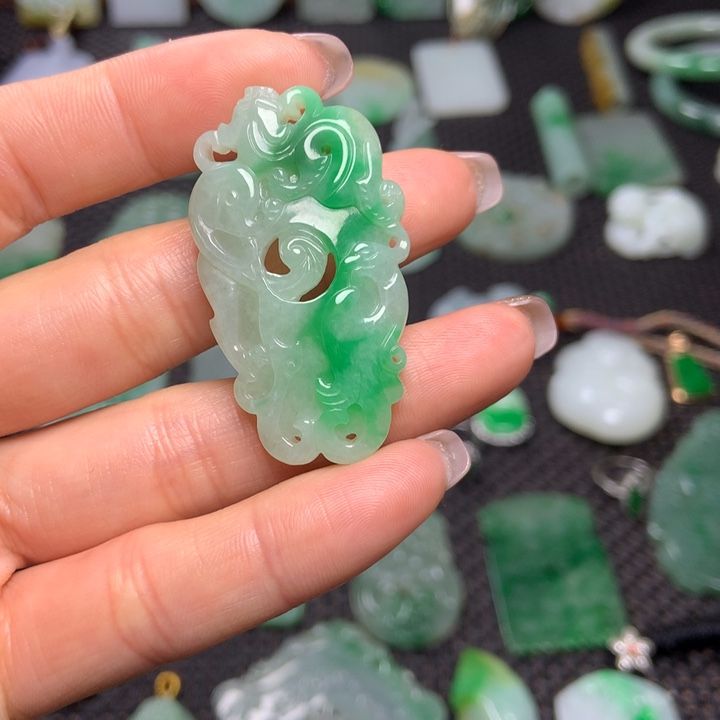 翡翠未镶嵌挂件毛*