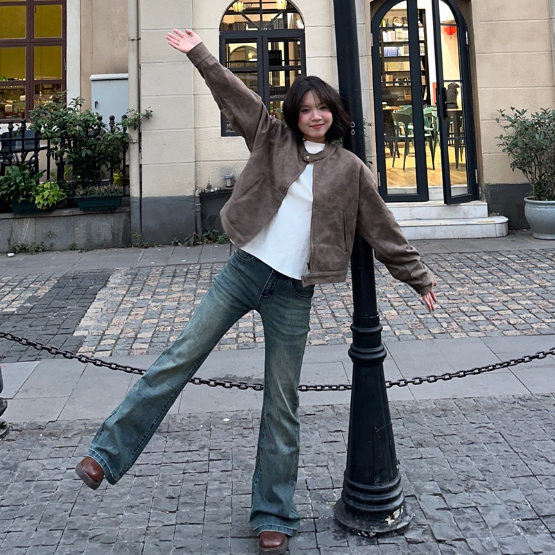 九月秋冬新款美式复古怀旧低腰喇叭裤牛仔裤女修身显瘦百搭拖地裤