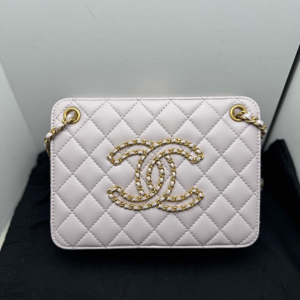 99新 Chanel/香奈儿 粉色大双c链条包
