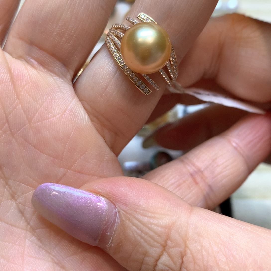 海水珍珠戒指14K金镶嵌