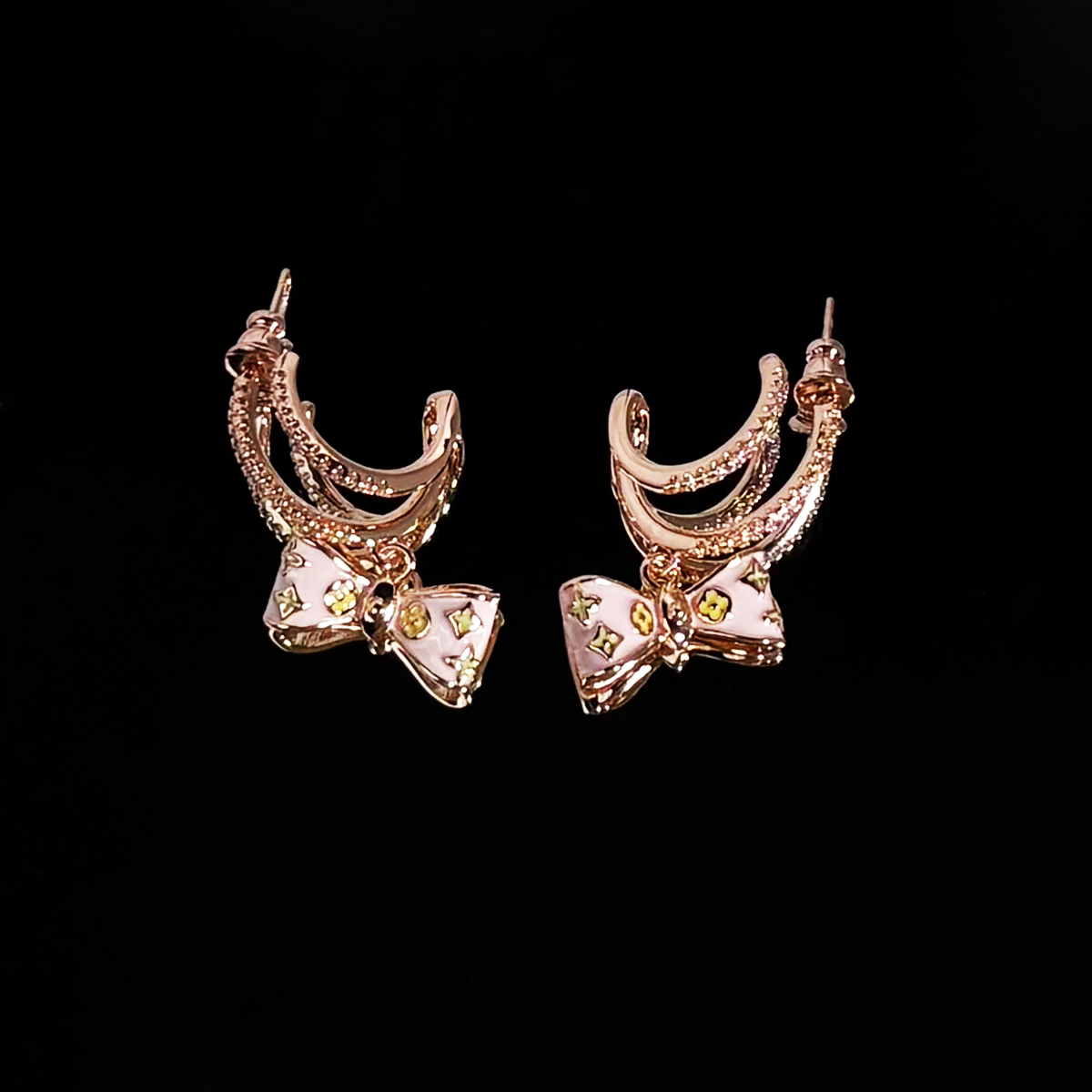 铜合金耳饰 925银针时尚设计感蝴蝶结百搭耳环041