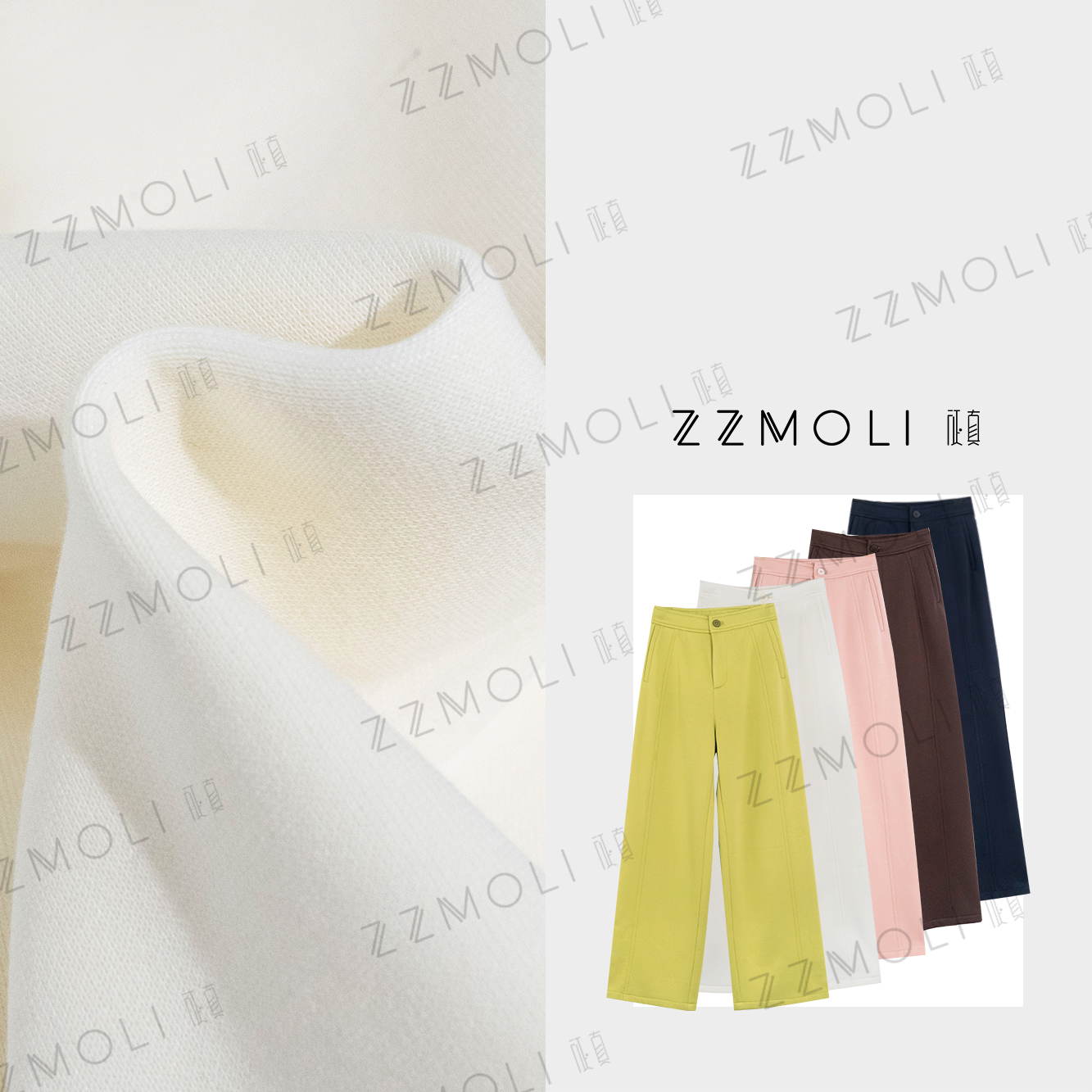 ZzMoLi征真 弯刀裤加绒窄版阔腿裤女款显瘦休闲直筒裤ZBK50066