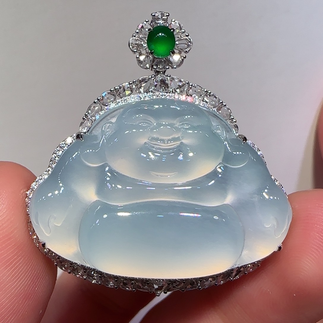 翡翠颈饰18K金镶嵌吊坠