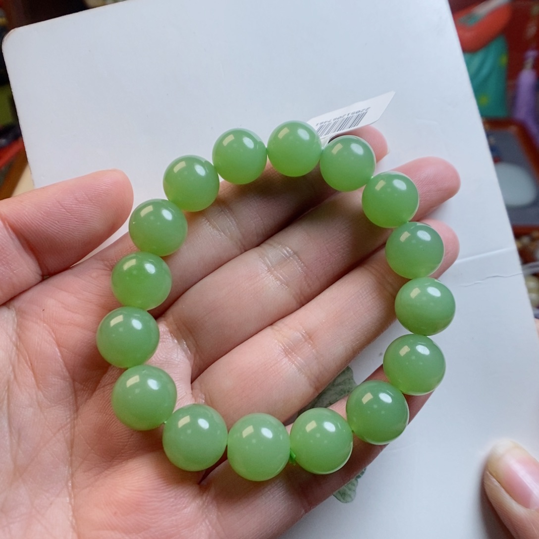 和田玉手链未镶嵌翠青