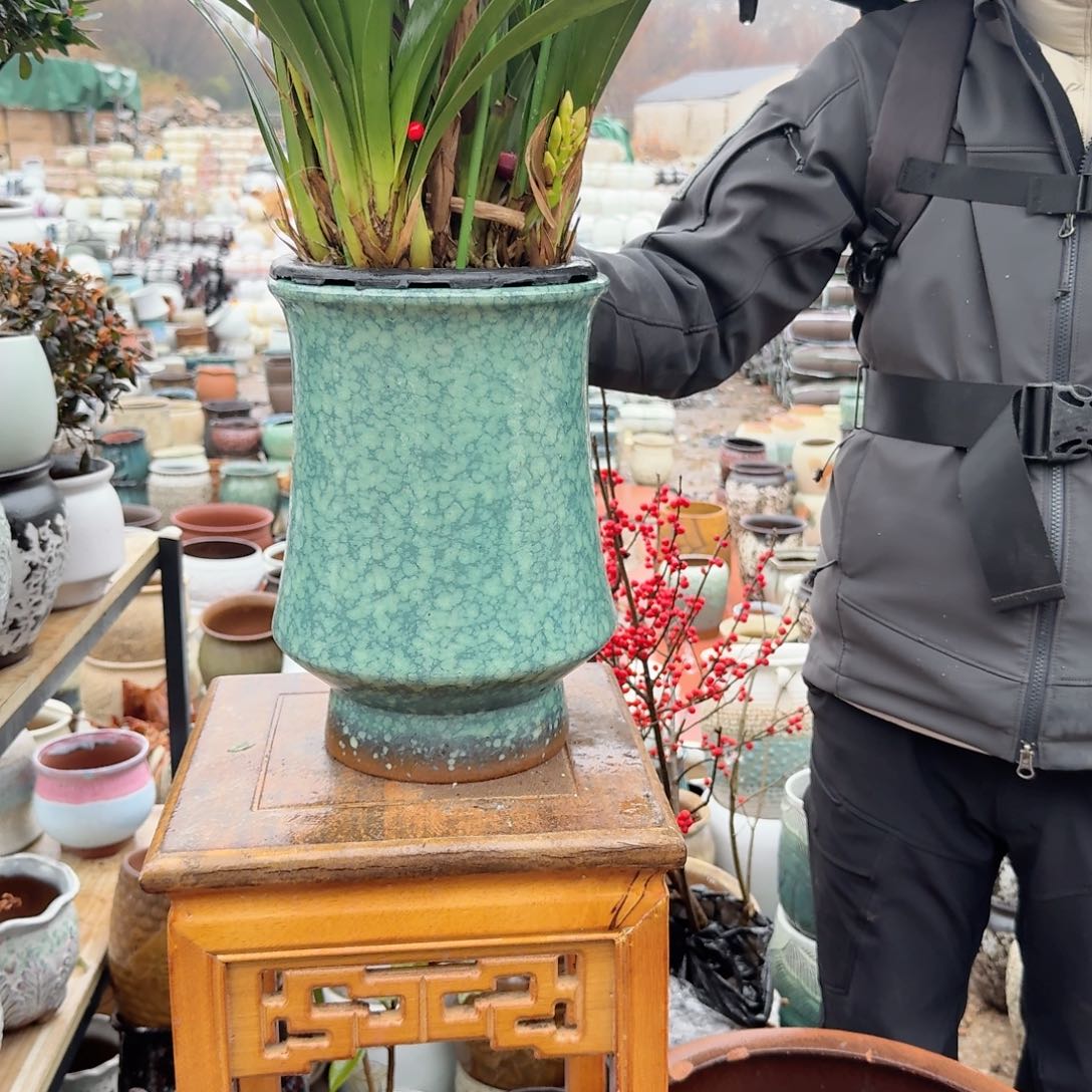 紫砂花盆口20高31（一个雪花束腰老庄宋