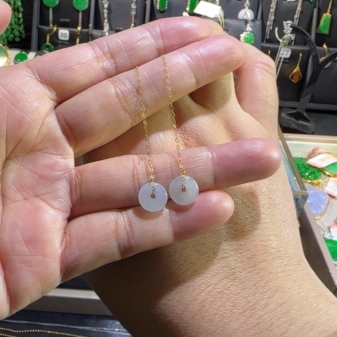 翡翠18K金镶嵌颈饰耳线