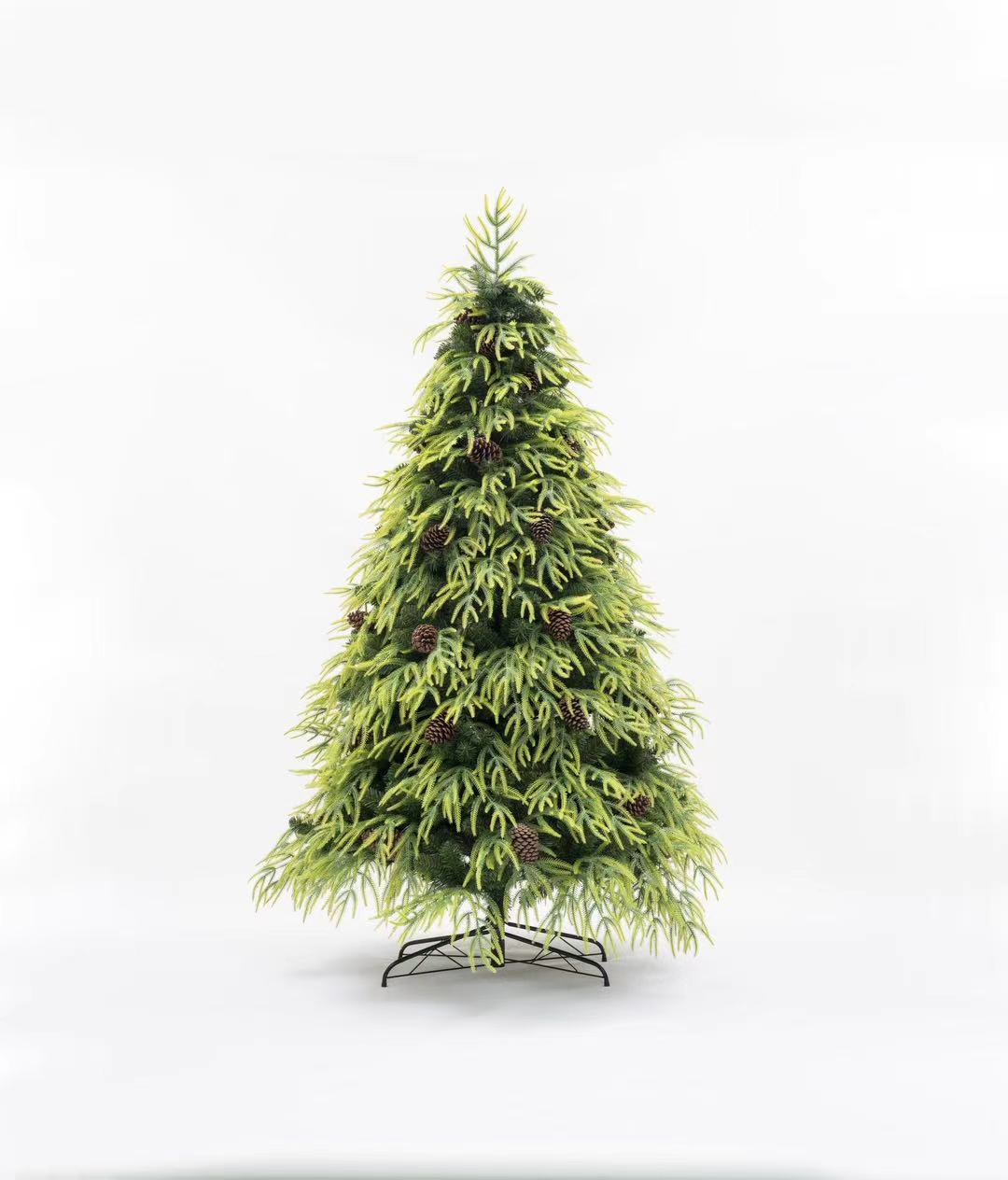 豪华加密混合PE柳叶绿色圣诞树圣诞装饰用品自动裸树