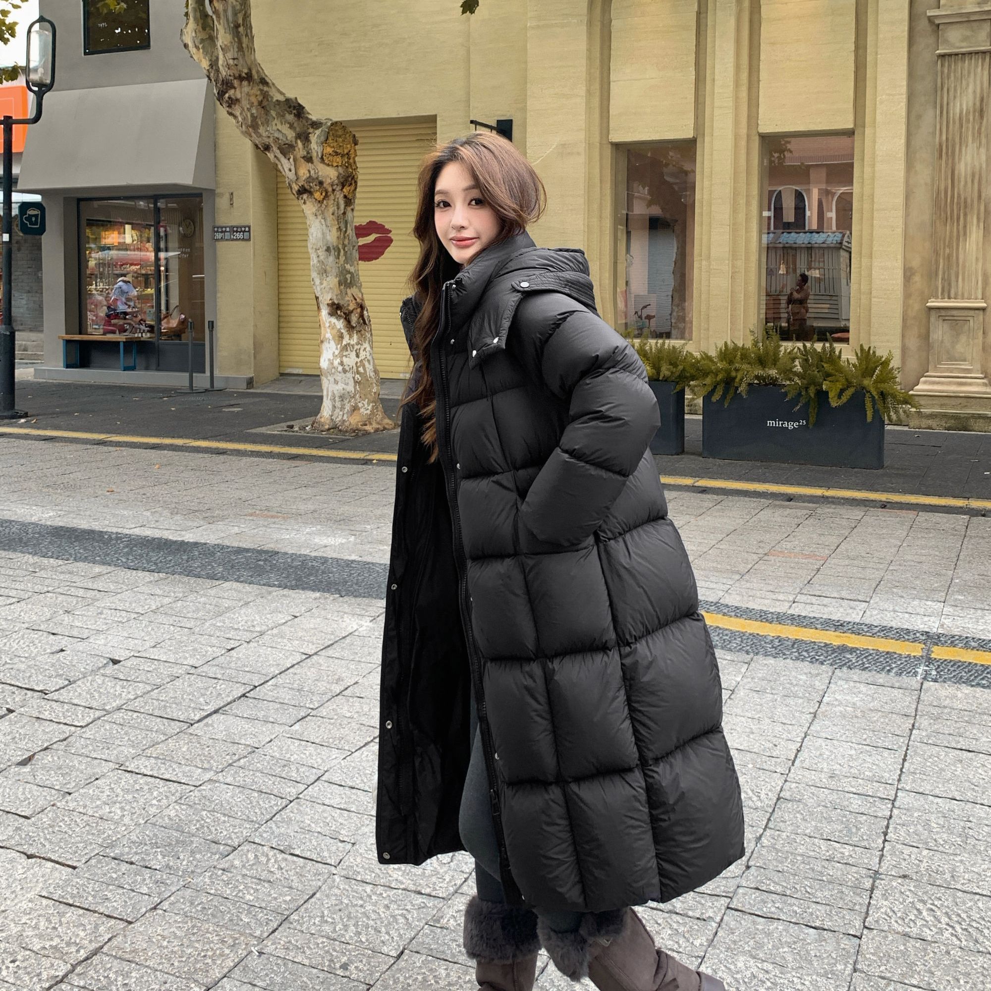 2025长款泡芙加厚连帽白鸭绒羽绒服PTYSHH-9908