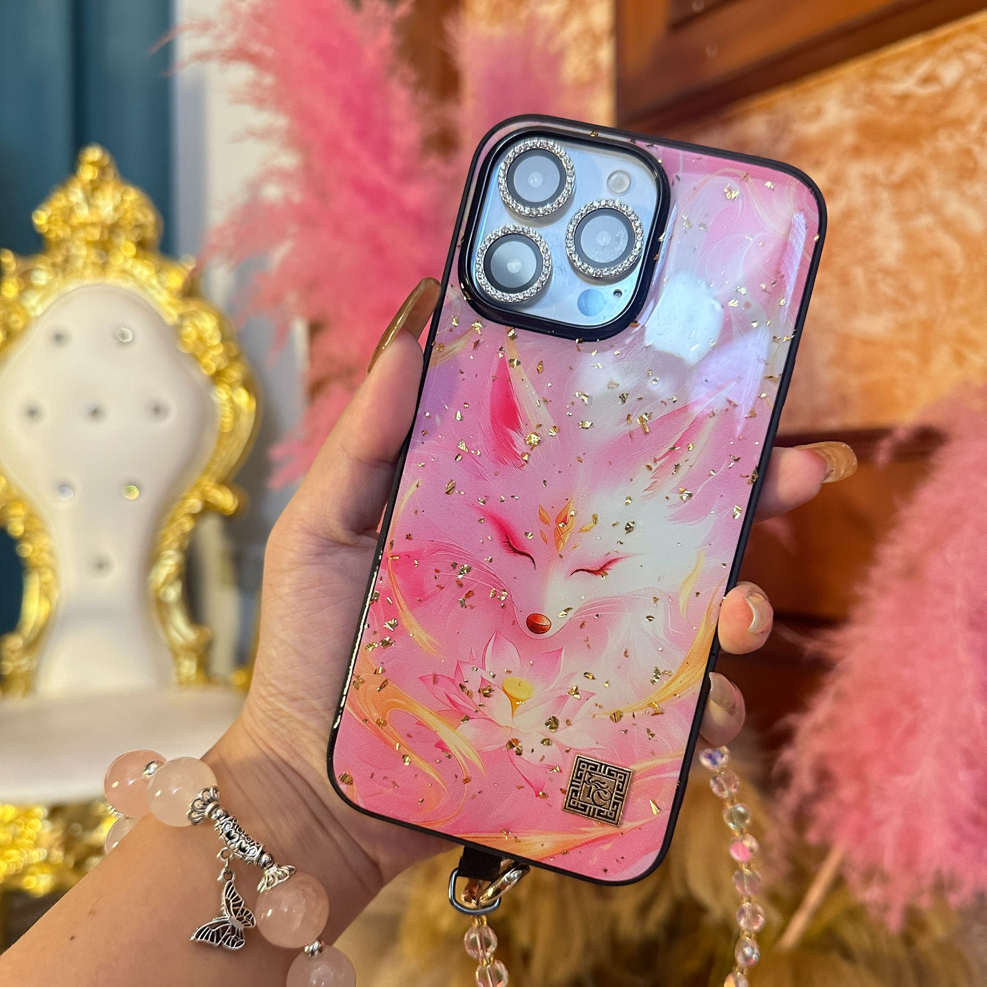 适用于苹果/华为高端松弛感手机壳各型号桃花缘欧式壳壳