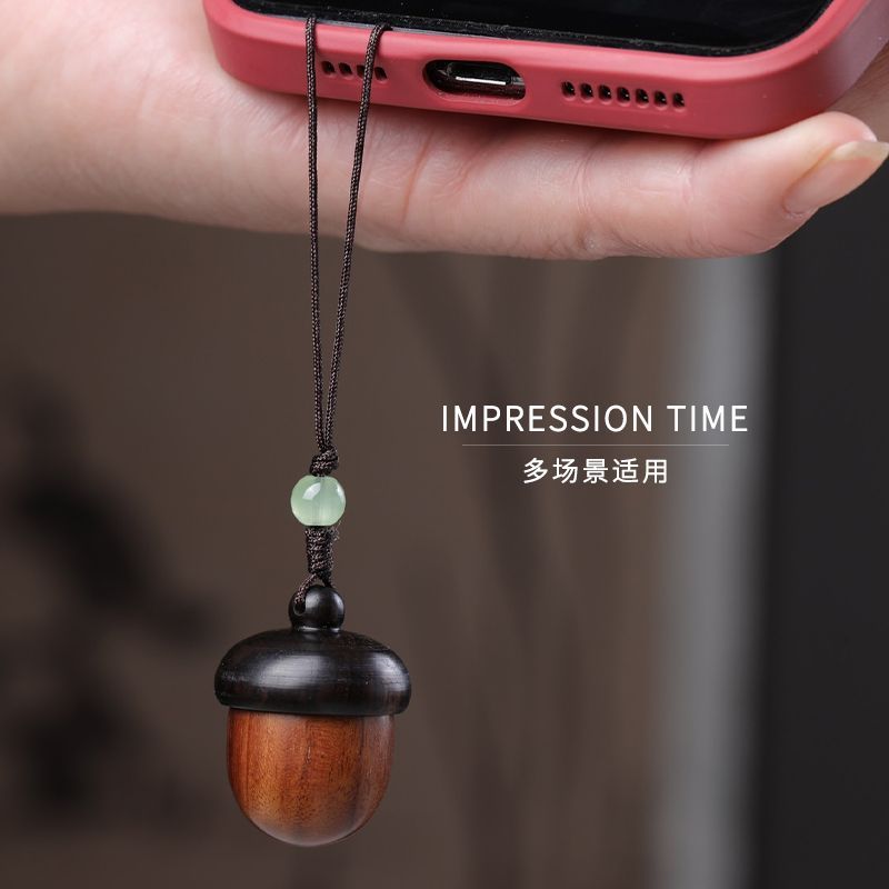 红瑰宝铃铛松果香囊挂件男女手机挂饰品钥匙链木质扩香器挂饰