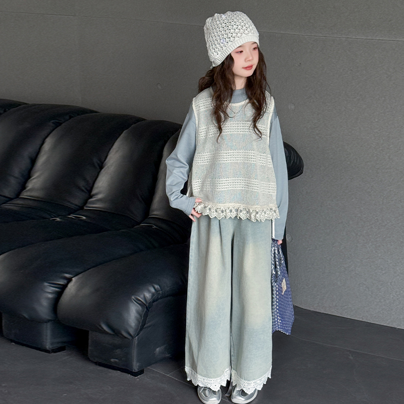 女童春秋款韩版休闲马甲套装2025新款中大童初中生洋气儿童春装潮