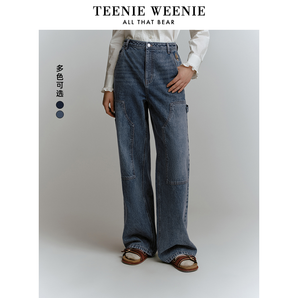 TeenieWeenie小熊卡通牛仔裤女2024冬季新款女长裤女TTTJ248V19N