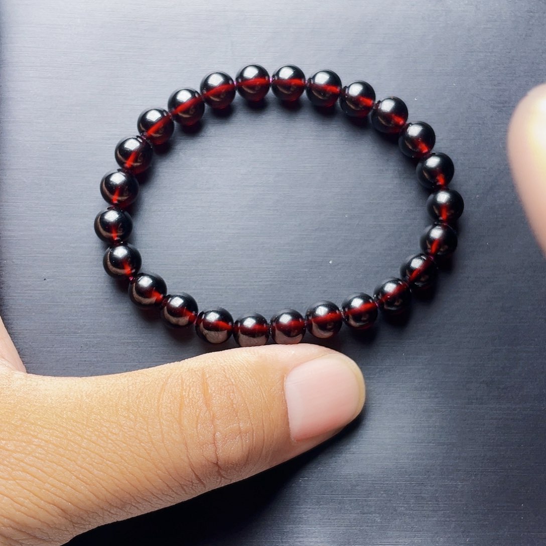 石榴石手链未镶嵌7.0MM高品质酒红单圈9A级