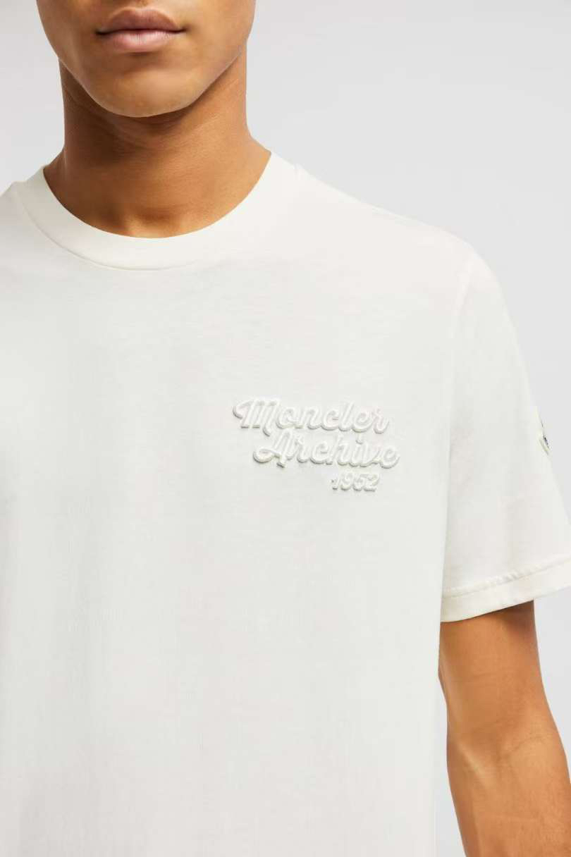 全新未使用 Moncler蒙口 刺绣logo白色圆领短袖 男女同款