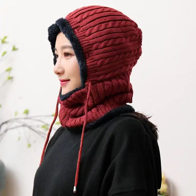 冬天帽子加绒护耳帽冬季针织民族风保暖女士毛线帽