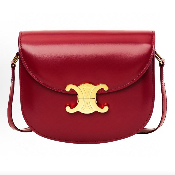 99新 Celine/思琳 红金凯旋门马鞍包 