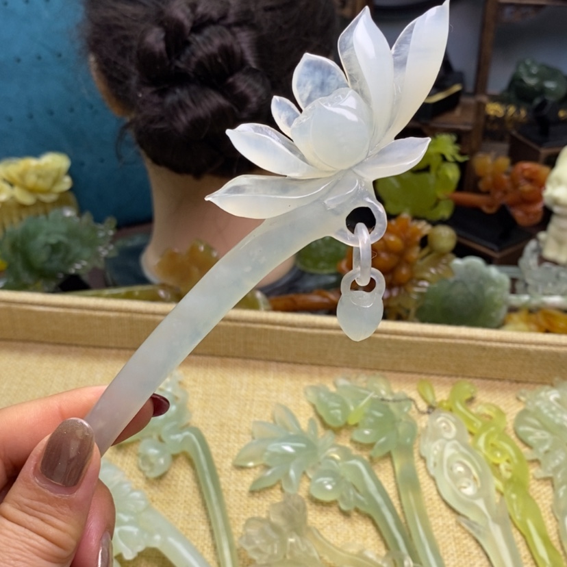 【闪购商品】岫玉发簪发簪盘发发簪未镶嵌君*