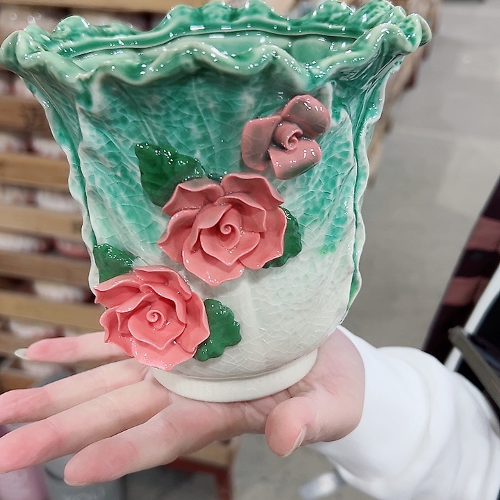 有孔.凑满10元发货多肉陶瓷花盆！