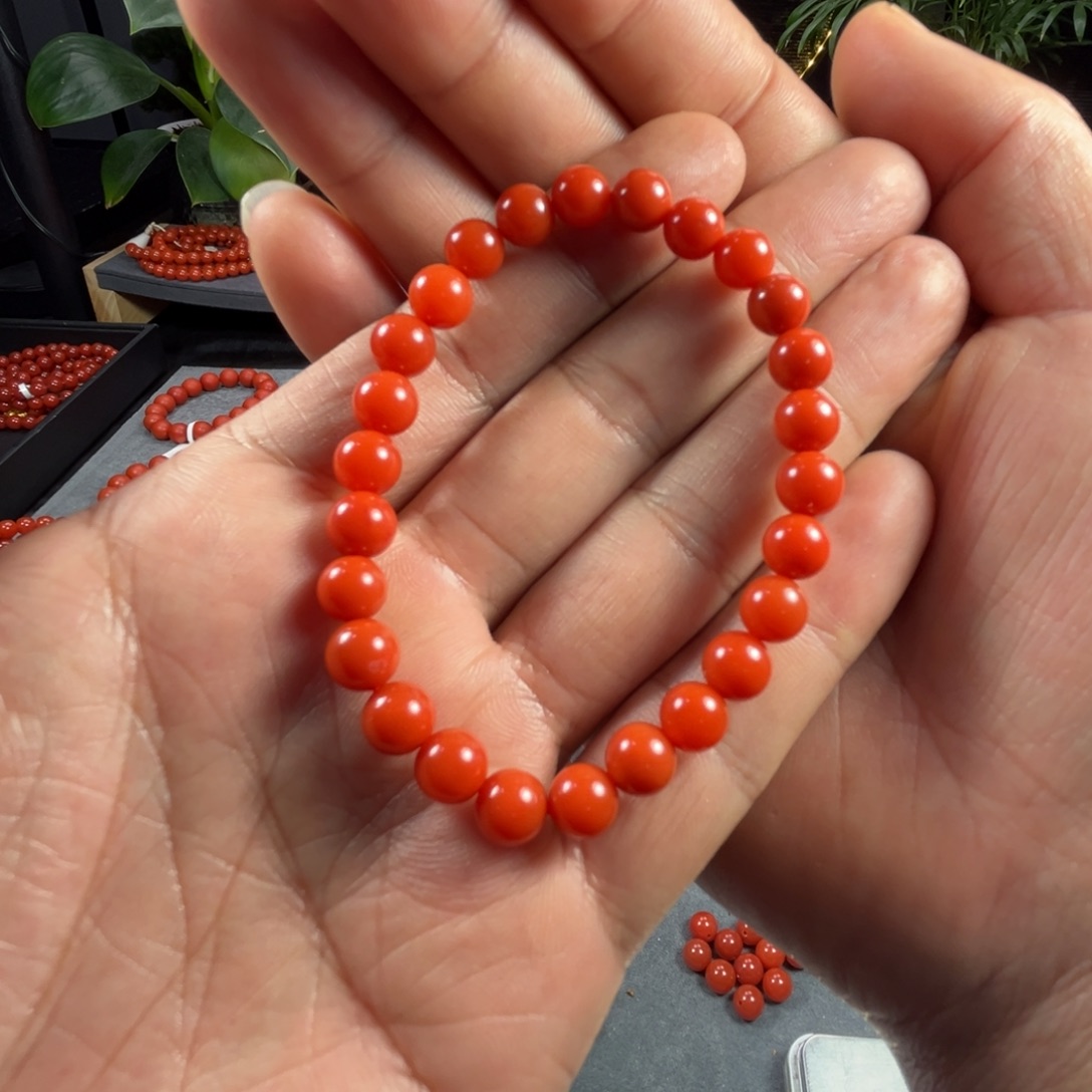 南红玛瑙手链未镶嵌梅*恼