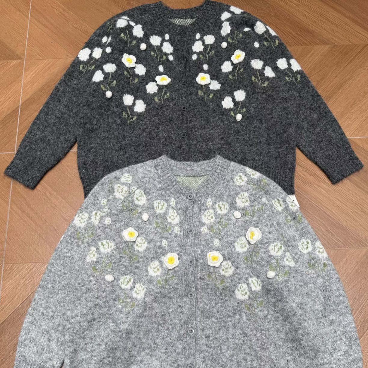 圆领花朵厚款常规款针织毛针织衫秋冬女装套衫上衣长袖时尚毛衣