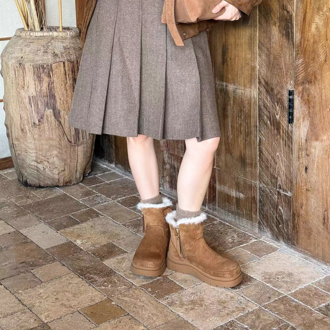 苏丽诺羊羔毛雪地靴年休闲加绒保暖短靴7086-8
