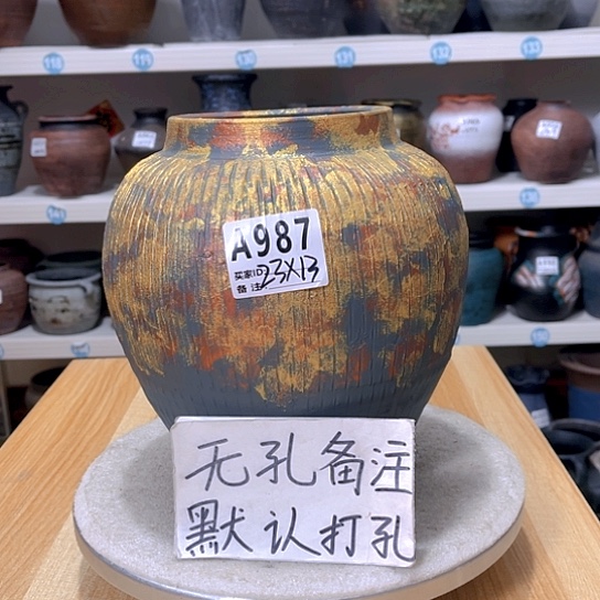 红陶手工制作工艺花盆