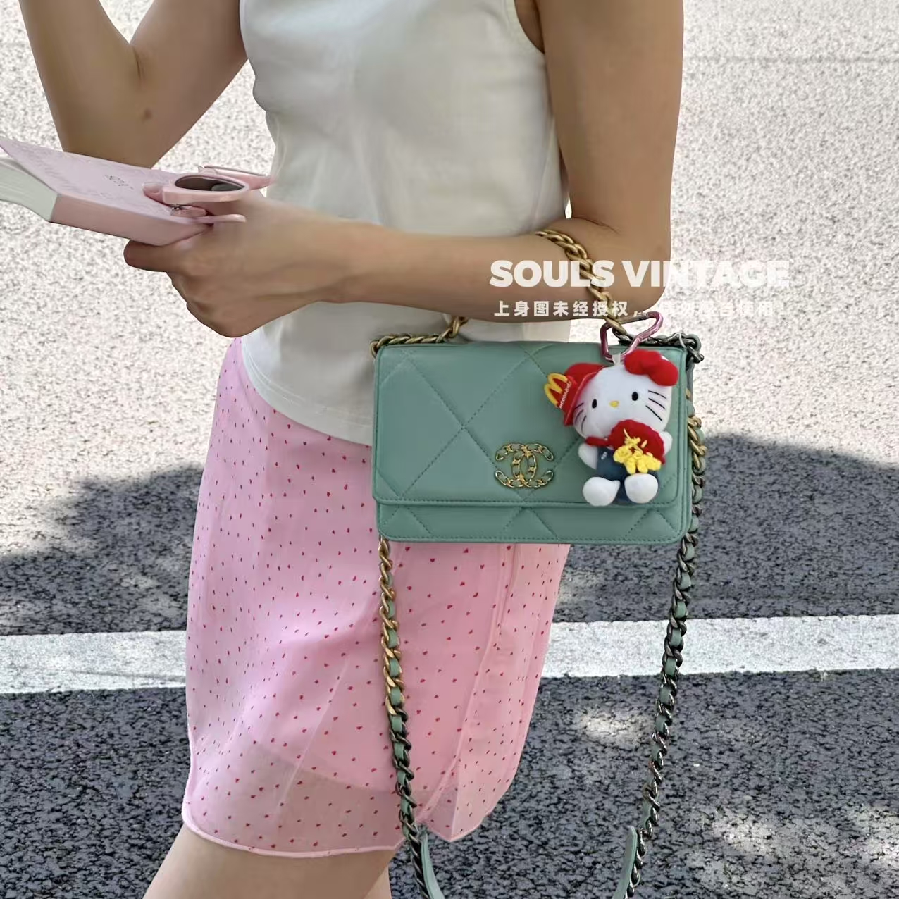 95新 Chanel/香奈儿 fl66 Chanel 蓝金 羊皮 19bag woc/670127769