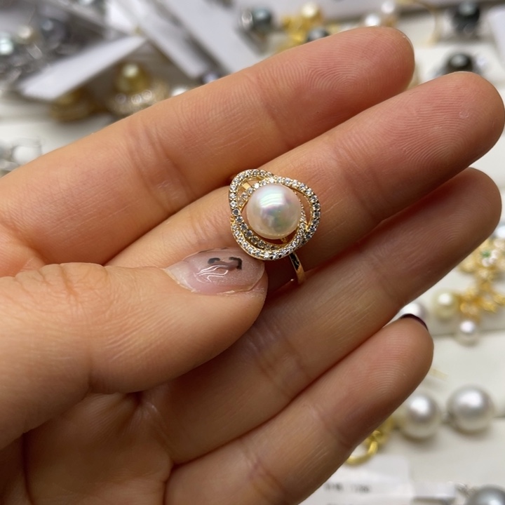 海水珍珠戒指银S925镶嵌