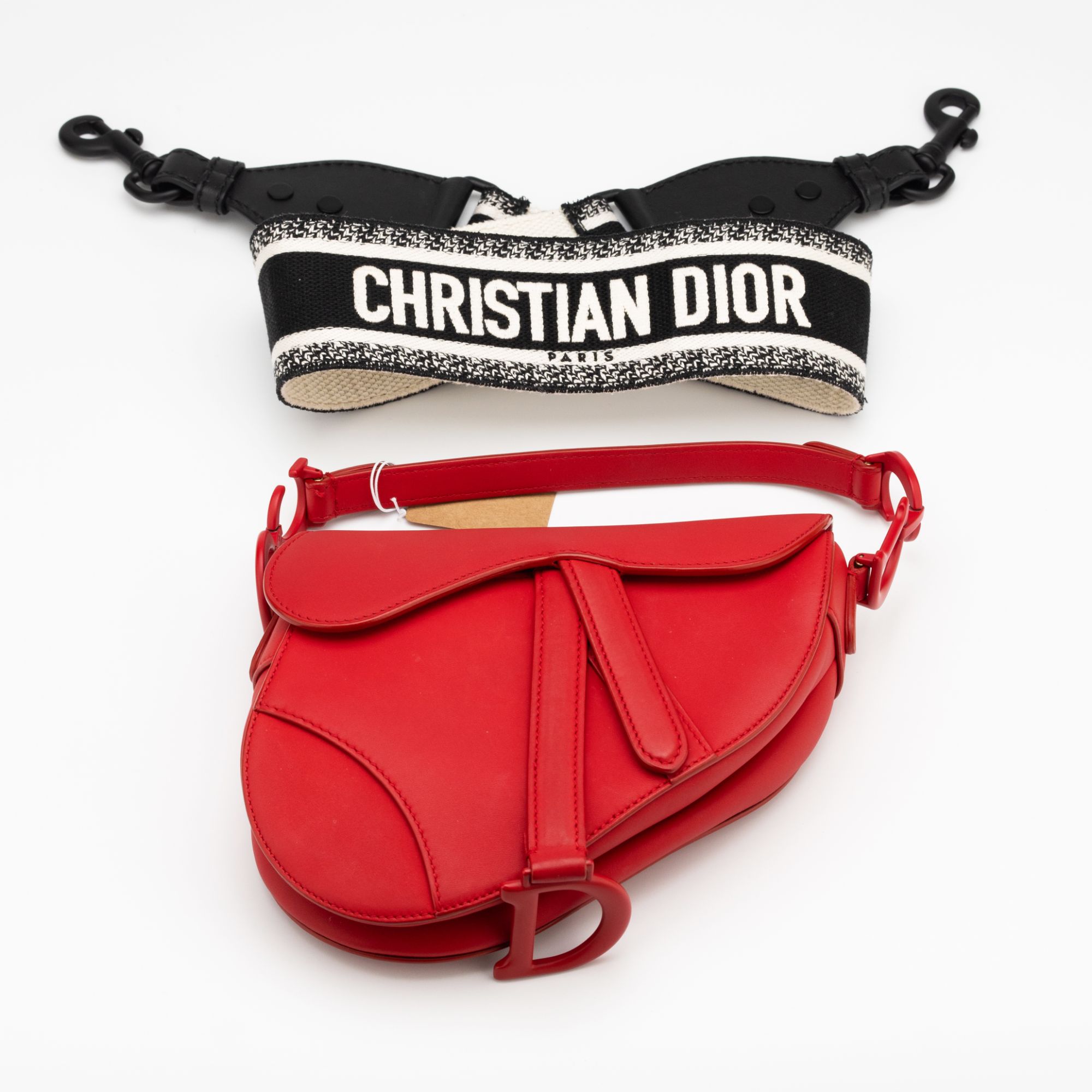 99新 DIOR/迪奥 迪奥全皮马鞍包红色小号（带老花肩带）138