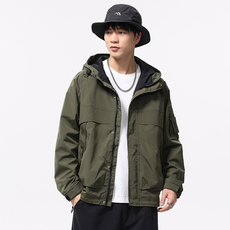 【艾格】2025新款春秋季休闲百搭带帽潮流工装风男女同款外套