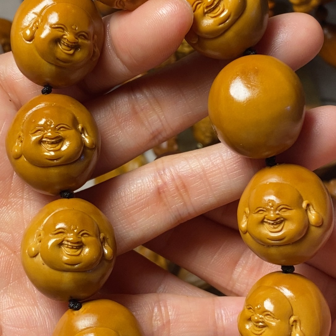 橄榄核手串/手链灯泡弥勒笑佛