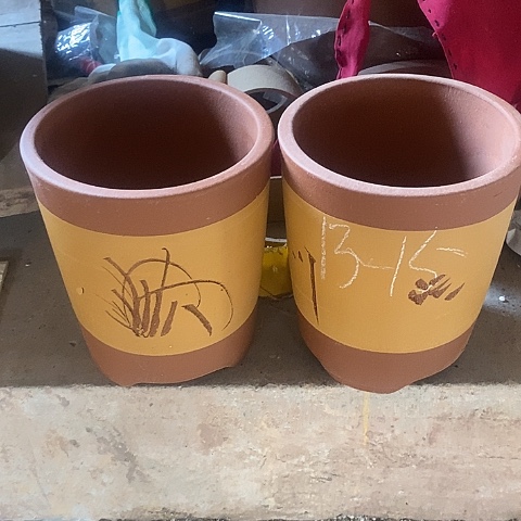 紫砂中国宜兴紫砂花盆，