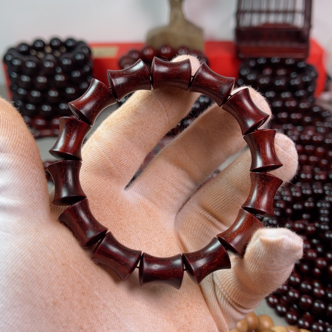 小叶紫檀手串/手链12/15高油密竹节手串